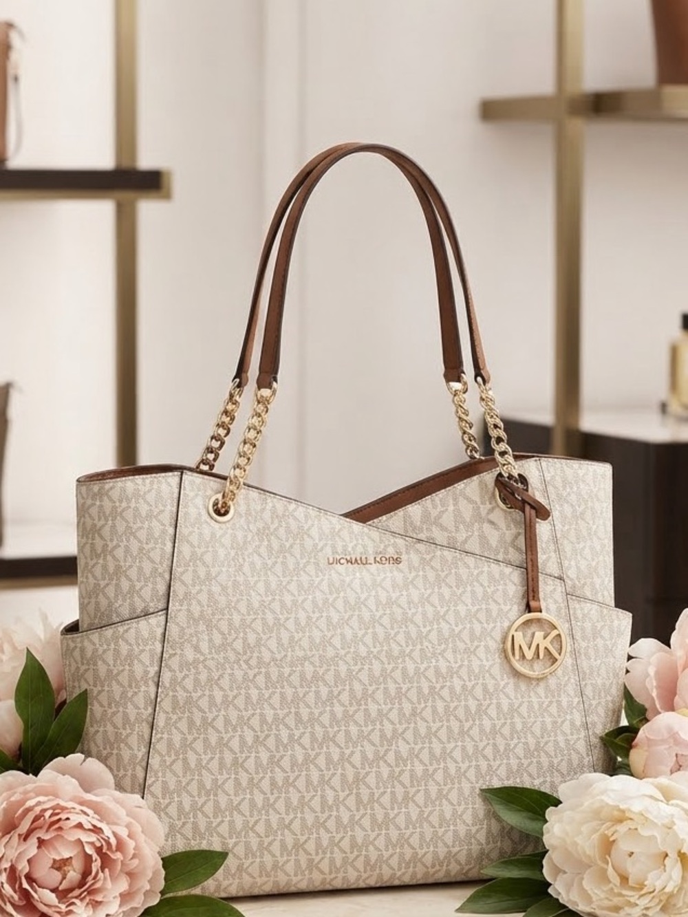 Michael Kors Jet Set Large Signature Logo Shoulder Bag